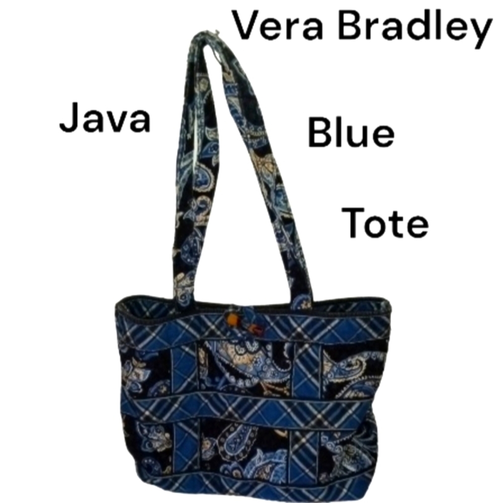 Vera Bradley Lucite Toggle Closure Java Blue Tote- Original Java Blue - Vintage